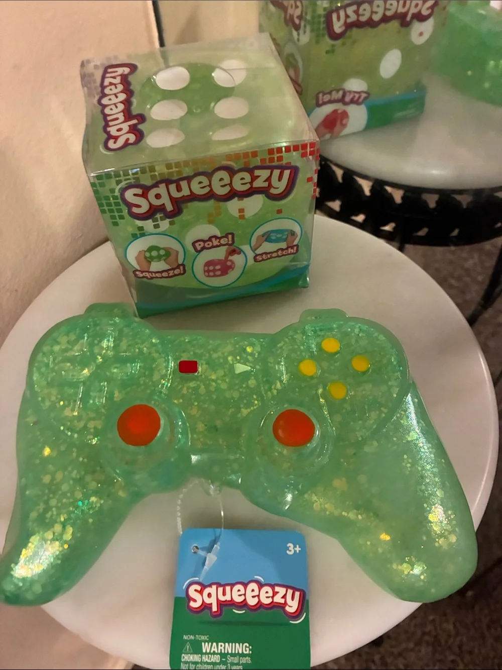 Squeeezy Green GlitterDice & Game Controller Stress Toy